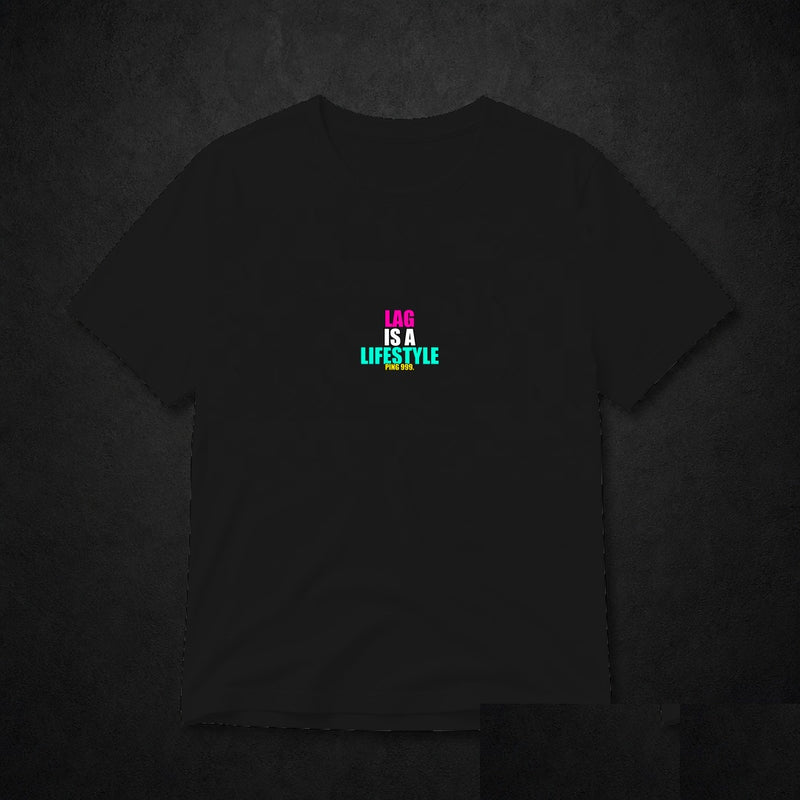 Lag Is A Lifestyle Meme T-Shirt - Funny Gamer Tee - Black clean mockup