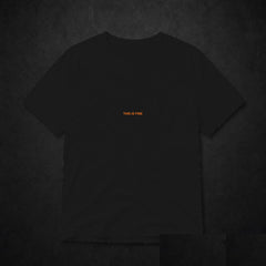 This Is Fine Fire Meme T-Shirt - Funny Viral Tee - Black clean mockup